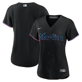 womens nike black miami marlins alternate replica team jers